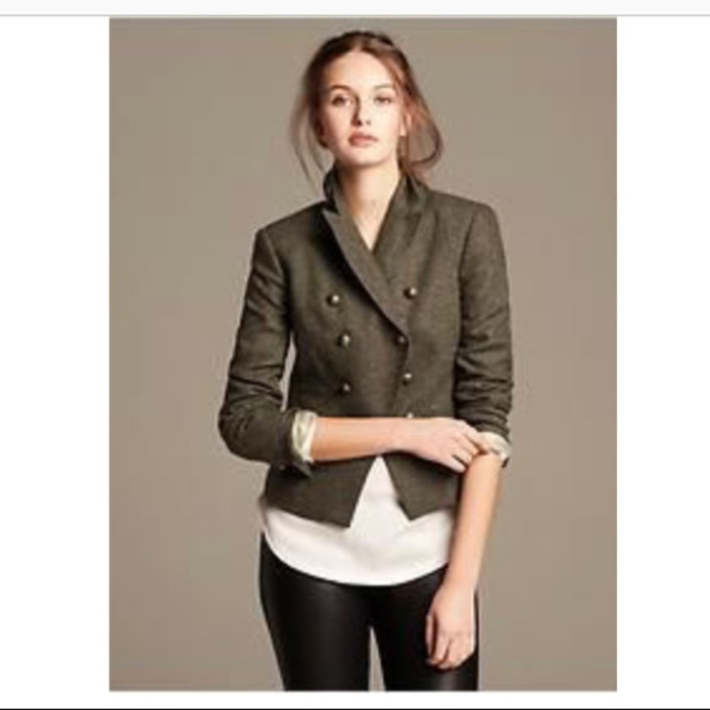Banana Republic tweed military blazer
